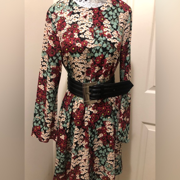 Floral Print Bohemian Inspired Long Sleeve A-Line Dress by Zara (Nwot/new) - Picture 1 of 11